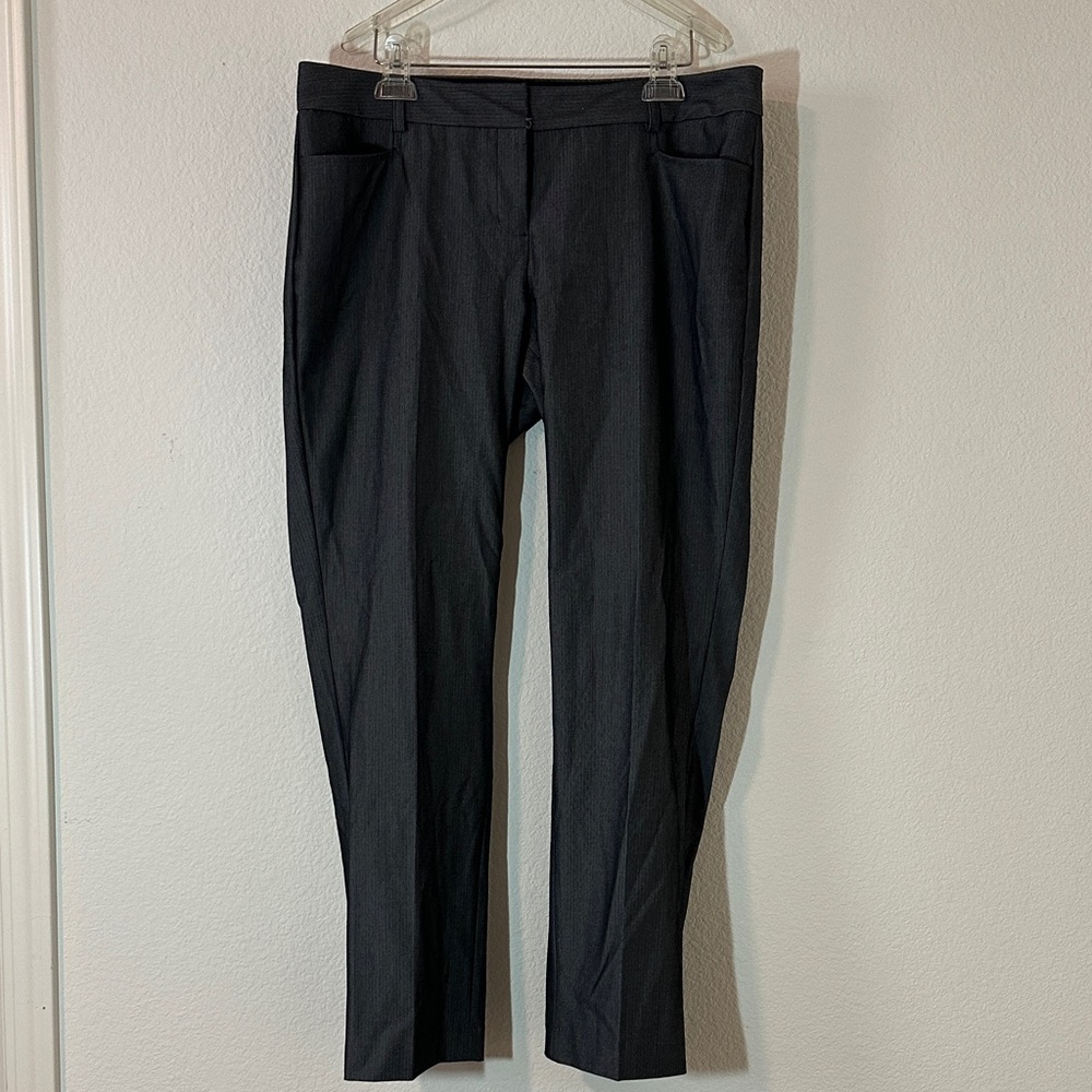 Express Columnist Slim Pants – Size 12R, Gray Herringbone, Mid-Rise Work Trouser